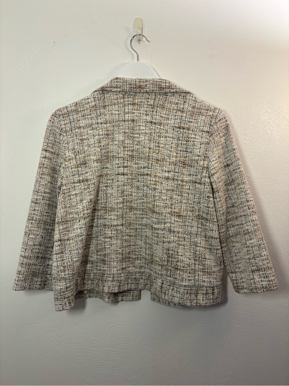 LC By Laura Cruz Cream Tweed Jacket Blazer Size Large - Picture 2 of 6